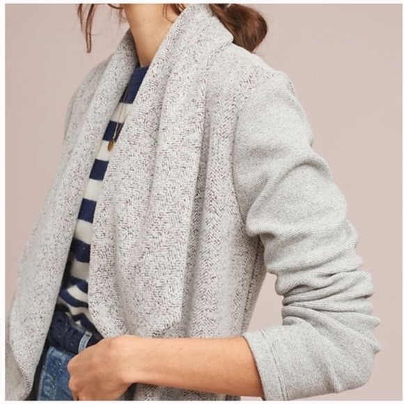 Anthropologie Dolan Northfield Knit Fleece Chevron Open front Sweater Jacket - Picture 2 of 11